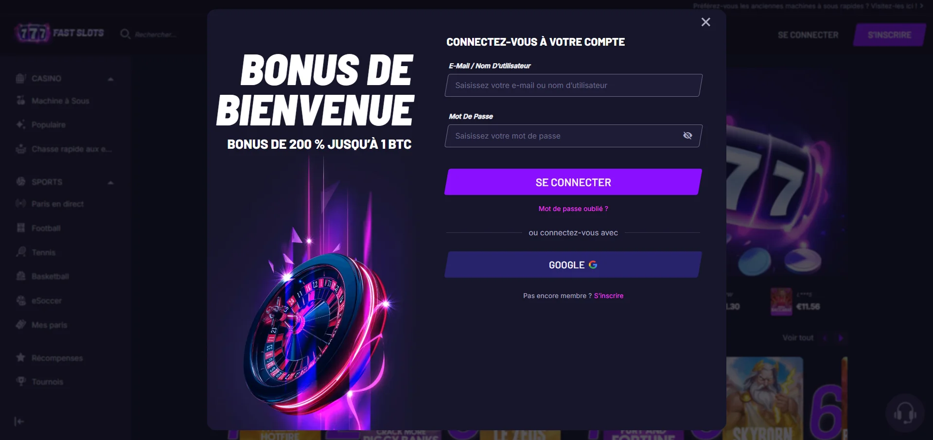 Fast Slots casino se connecter